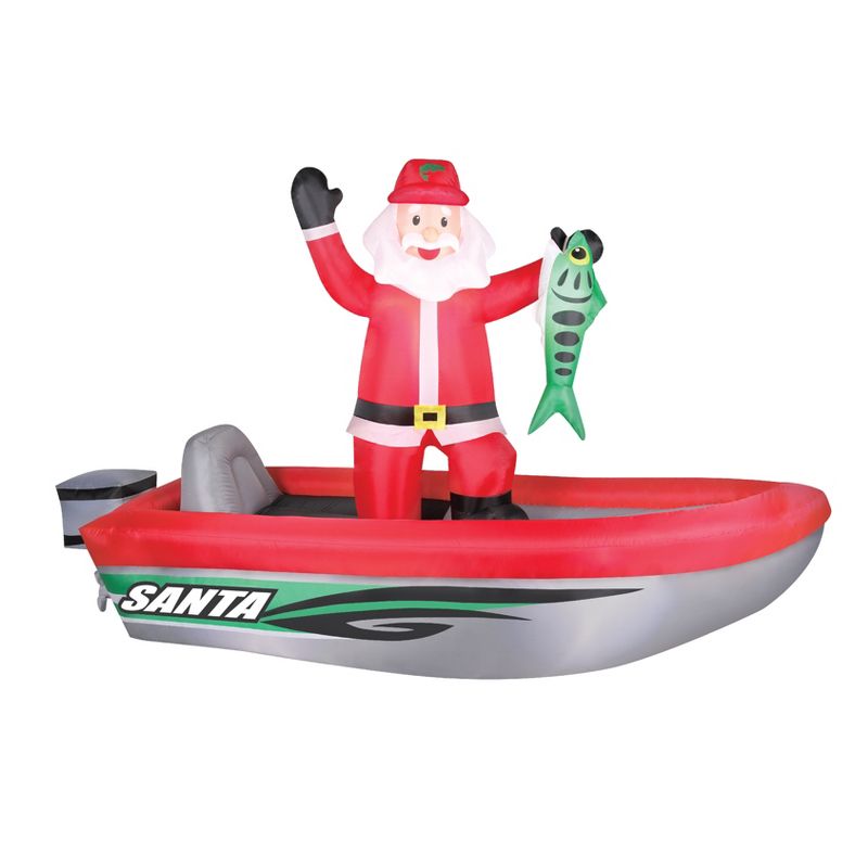 Occasions 10' Inflatable Fishing Santa, 6 ft Tall, Multicolored