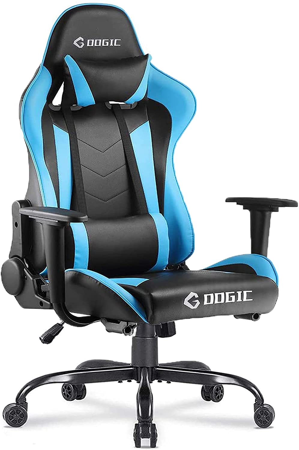 Gaming Chair Racing Computer Chair Ergonomic High Back Video Game Chair PU Leather E-Sports Chair with Headrest and Lumbar Support Executive Office Chair (Blue)