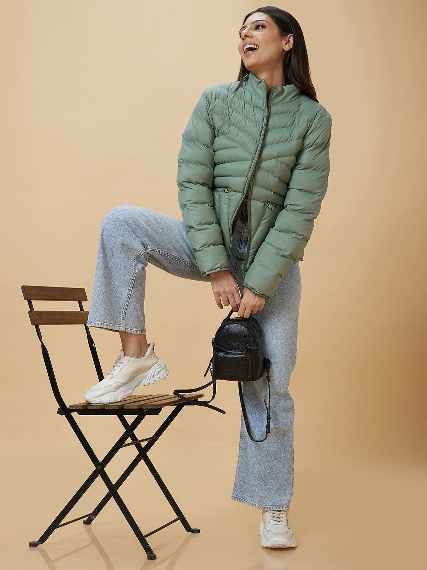 Globus Sea Green Regular Fit Puffer Jacket