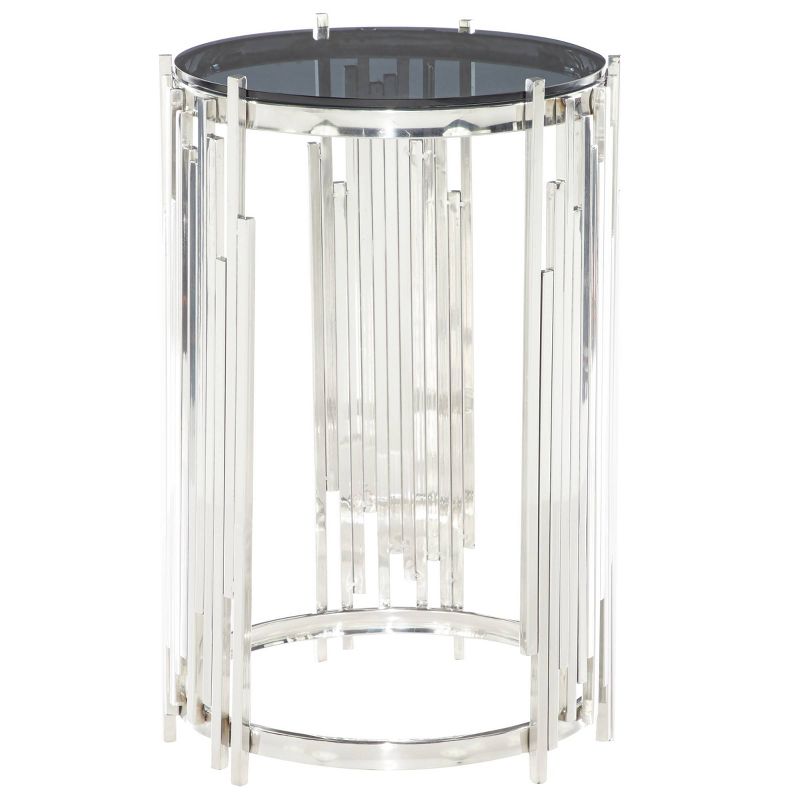 Contemporary Stainless Steel and Smoked Glass Accent Table Silver - Venus Williams Collection