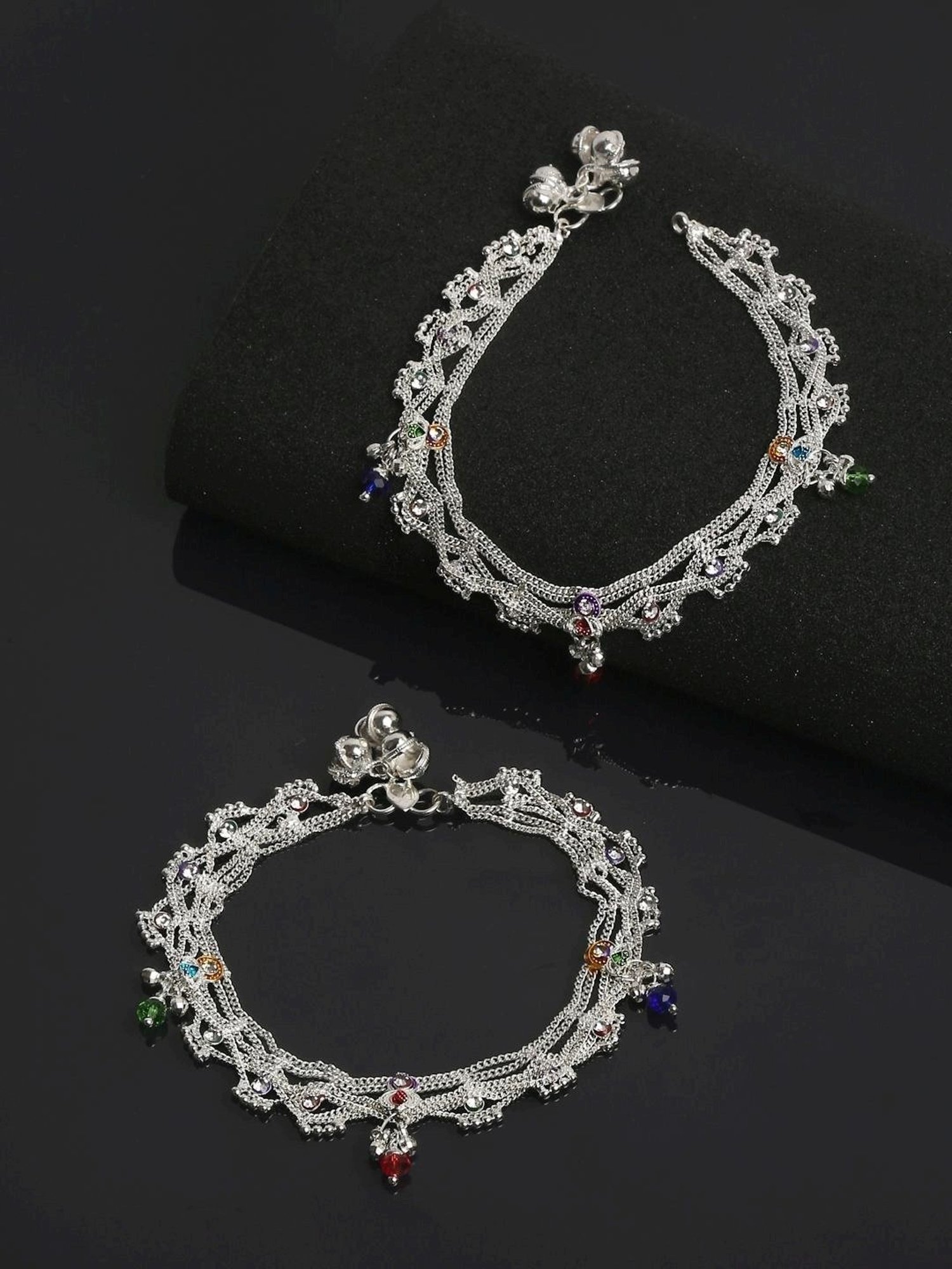 YouBella Gold-Plated Copper Strand Stylish Party Wear Anklets for Women - Set of 2