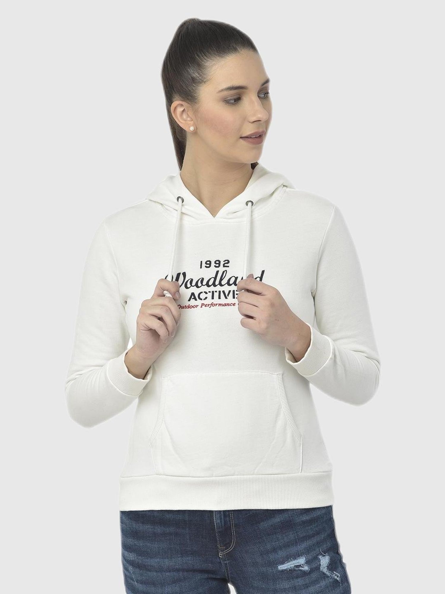 Woodland White Graphic Print Hoodie