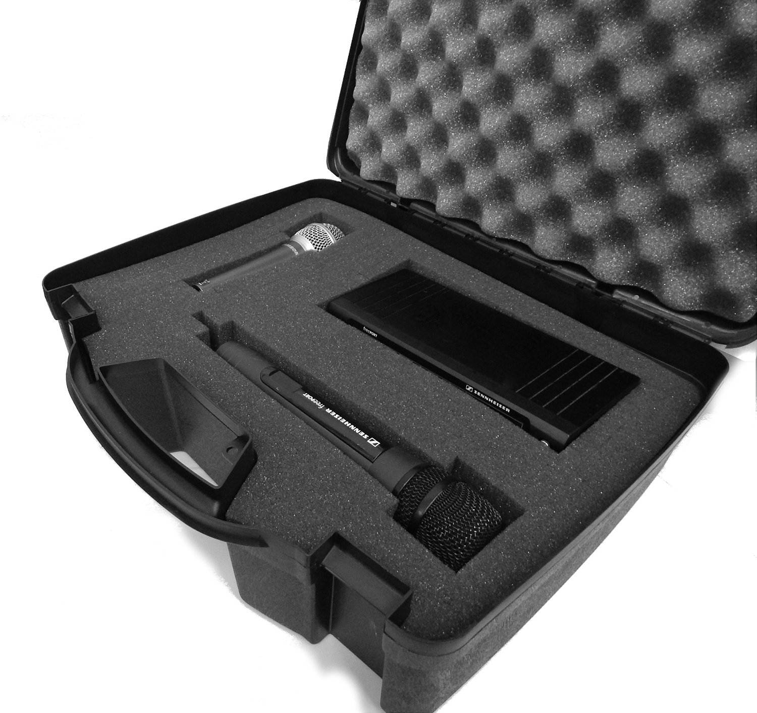 STUDIOCASE Wireless Microphone System Hard Case w/ Foam - Fits Sennheiser , Shure , Audio-Technica , Nady , VocoPro , AKG With Receiver , Body Transmitter , Lavalier and Handheld Mics