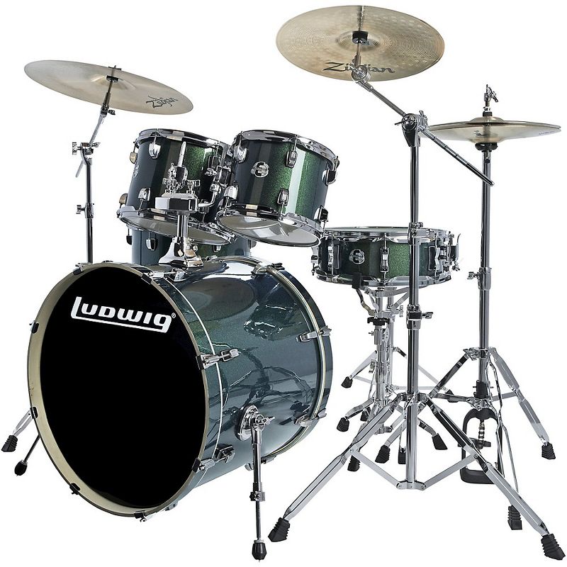 Ludwig Element Evolution 5-piece Drum Set with 22 in. Bass Drum and Zildjian "I" Series Cymbals Emerald Sparkle