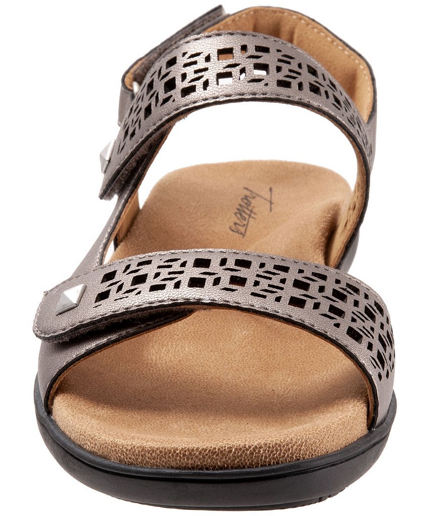 Trotters Romi Cutout Leather Adjustable Hook and Loop Footbed Sandals