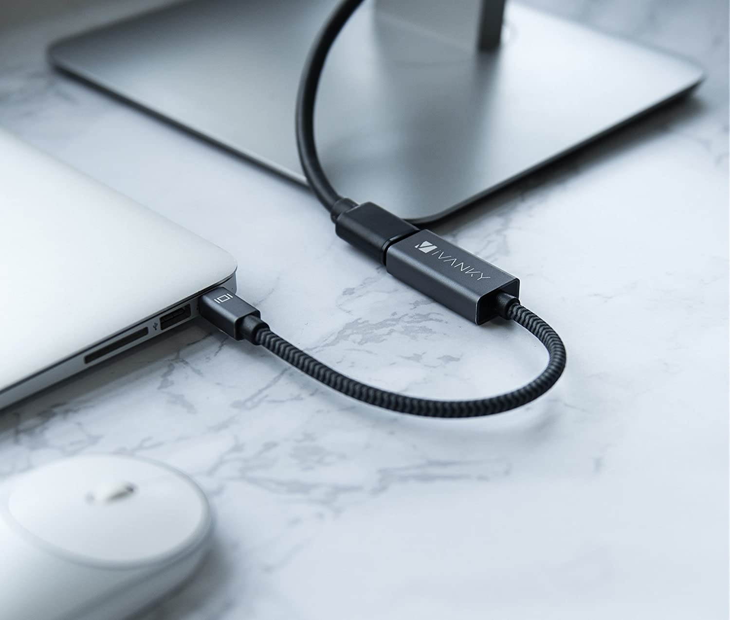 Mini Displayport to HDMI Adapter [10-Pack Super Slim Nylon Braided] iVanky Mini DP to HDMI Adapter for Microsoft Surface Pro/Dock Apple MacBook Air/Pro Monitor Projector and More -Space Grey