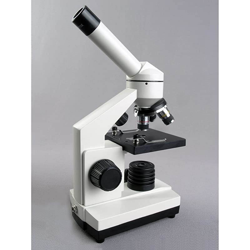 Cordless LED Metal Frame Compound Microscope w Top Bottom Lights