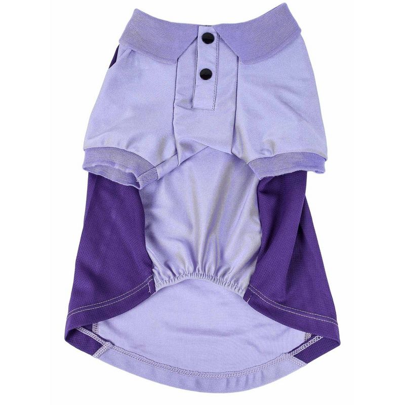 Pet Life Active Barko Pawlo Relax-Stretch Wick-Proof Dog and Cat Polo T-Shirt - Purple - XS
