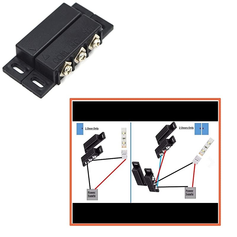 5Sets Magnetic Reed Switch Normally Open Closed NC NO Door Alarm Window Security/Magnetic Door Switch/Magnetic Contact Switch/Reed Switch for GPS,Alarm or Other Device,DC 5V 12V 24V Light