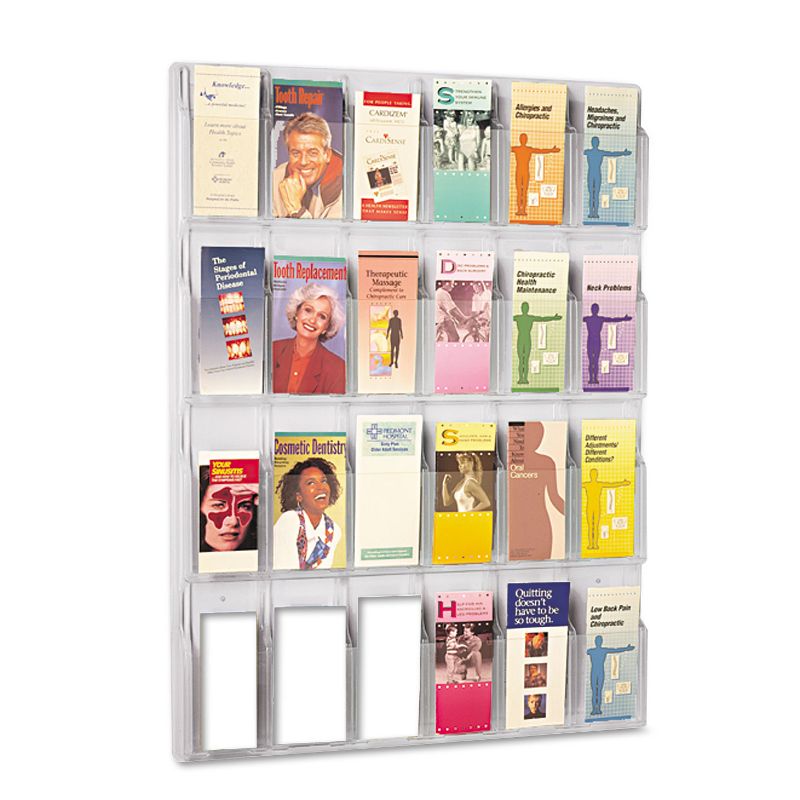 Safco Reveal Clear Literature Displays 24 Compartments 30w x 2d x 41h Clear 5601CL