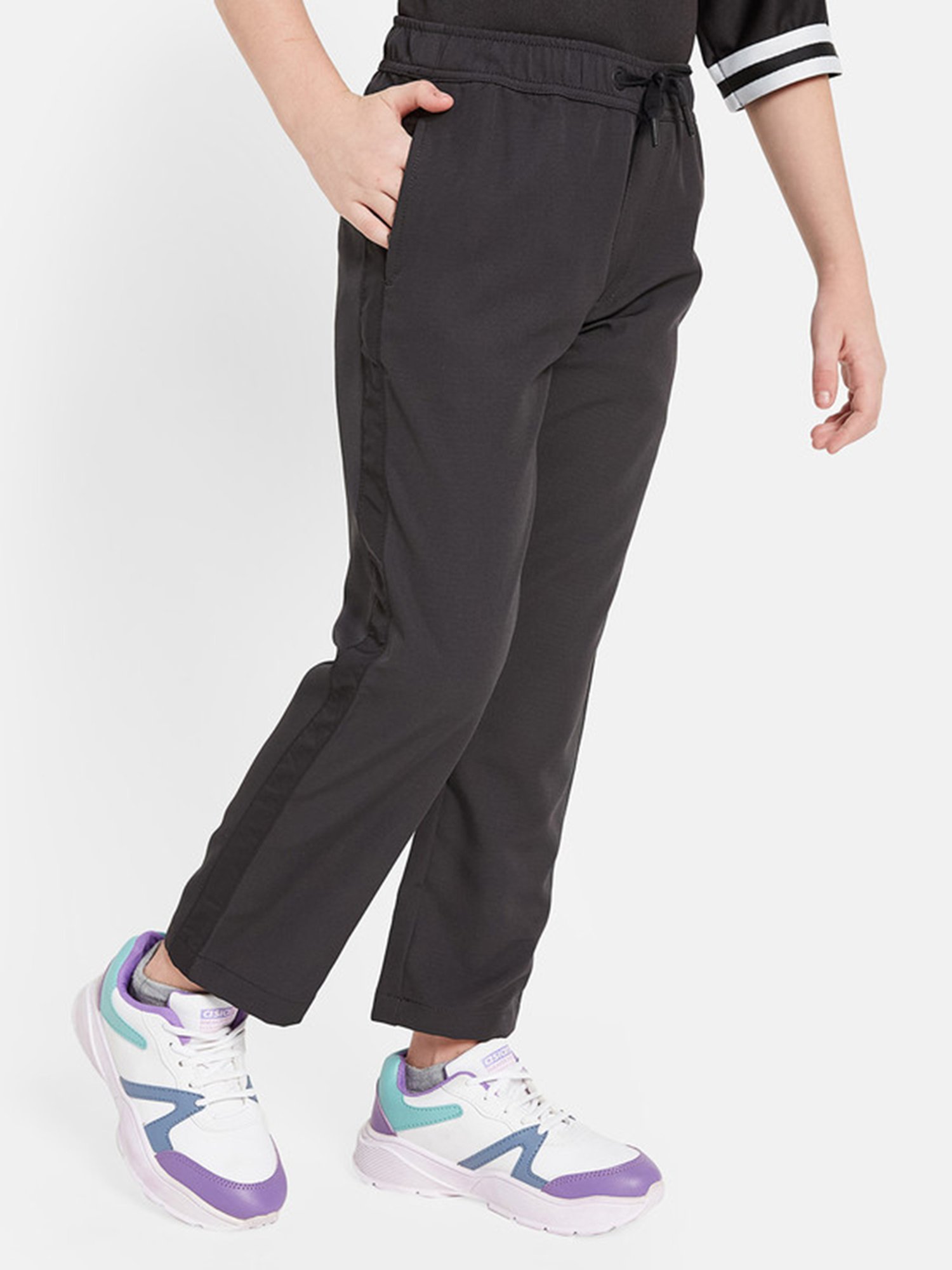 Octave Boys Black Solid Trackpants