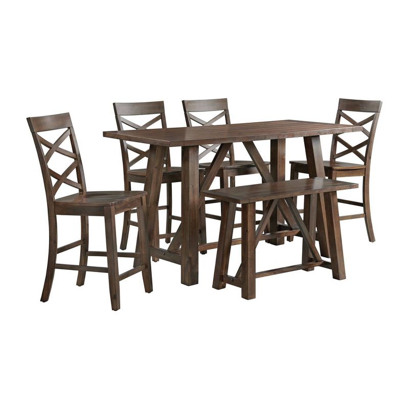 6pc Regan Counter Height Dining Set with 4 Side Chairs and Bench Cherry - Picket House Furnishings