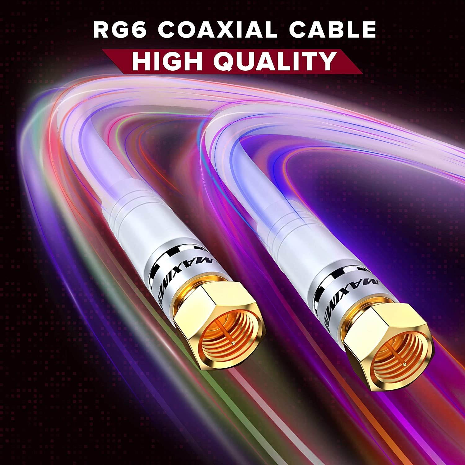 Coaxial Cable Triple Shielded CL3 in Wall-Rated (25 ft) RG6 Digital Audio Video (Coax Cable) Satellite TV, Antenna, Male F Connector Pin - 25 Feet