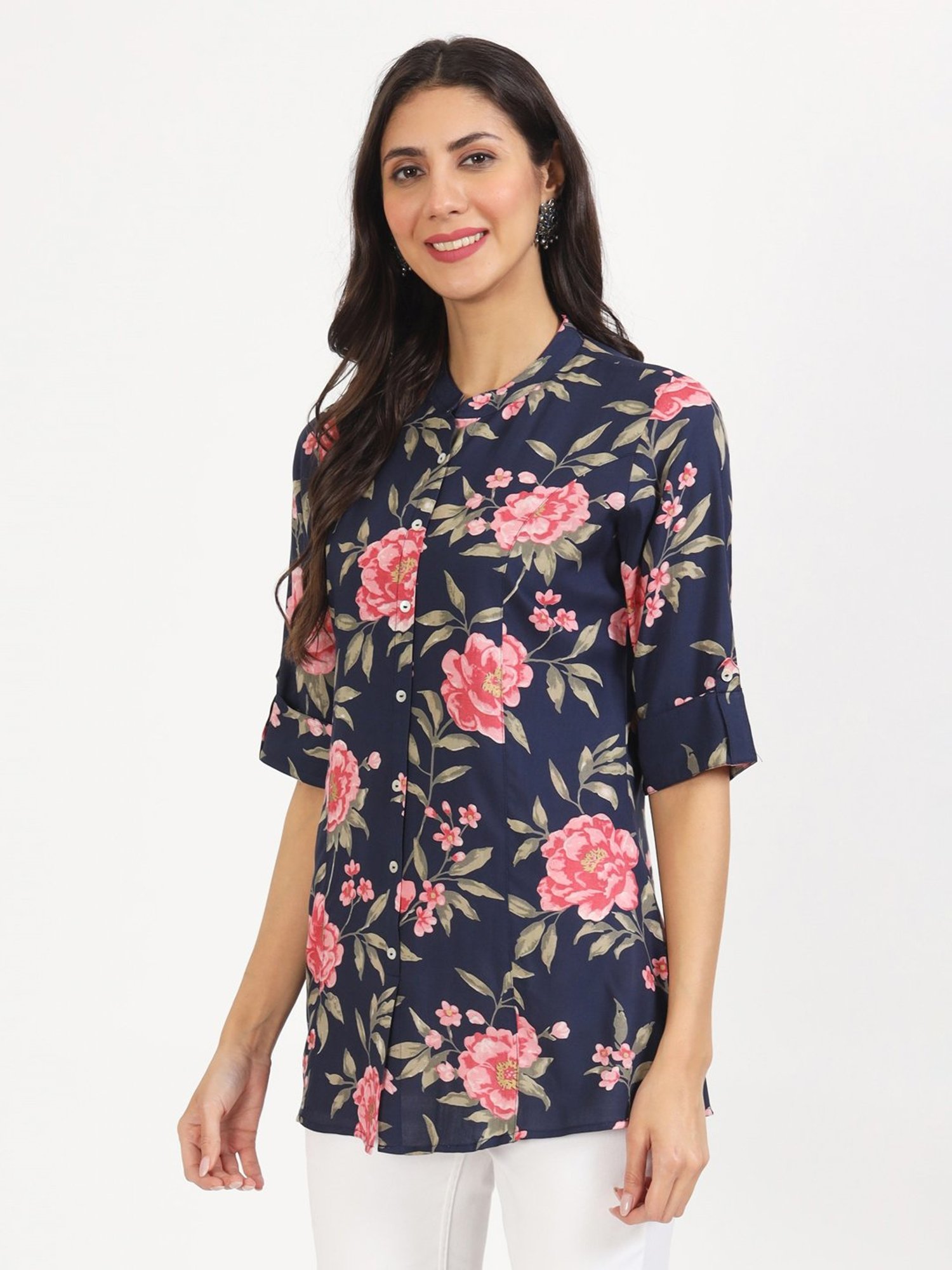 Divena Navy Floral Print Tunic