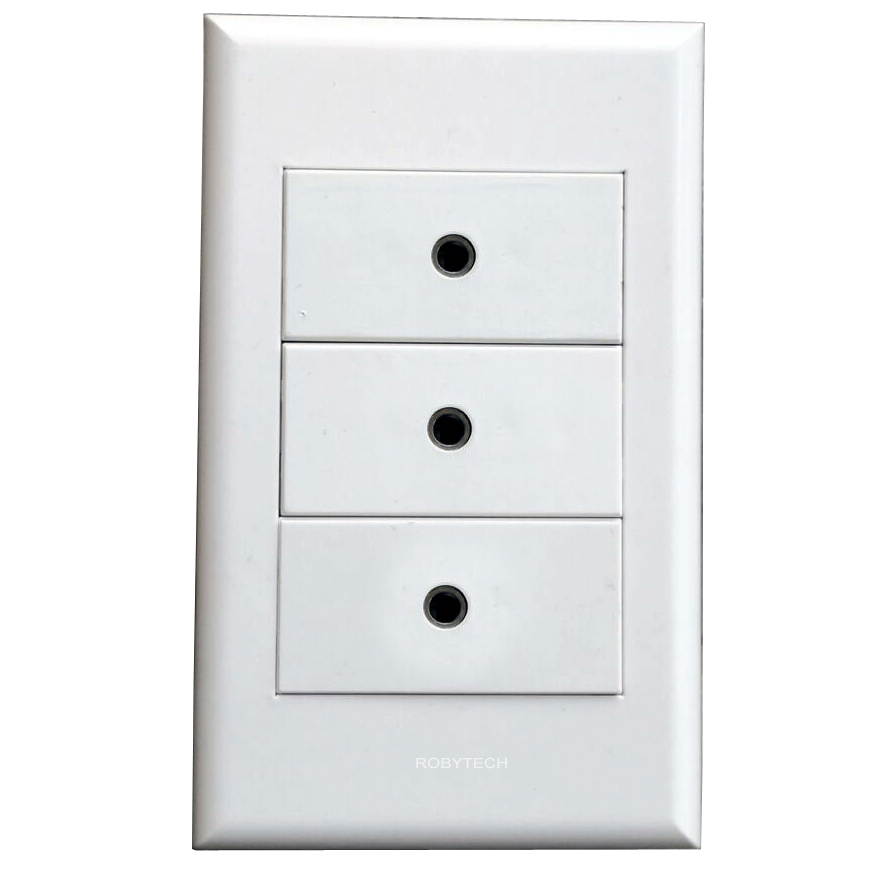 Wall Plate Cover with 3 x 3.5 Earphone Modules Connectors Plug/Jack White Wall Mount Faceplate Holder for Cabling System