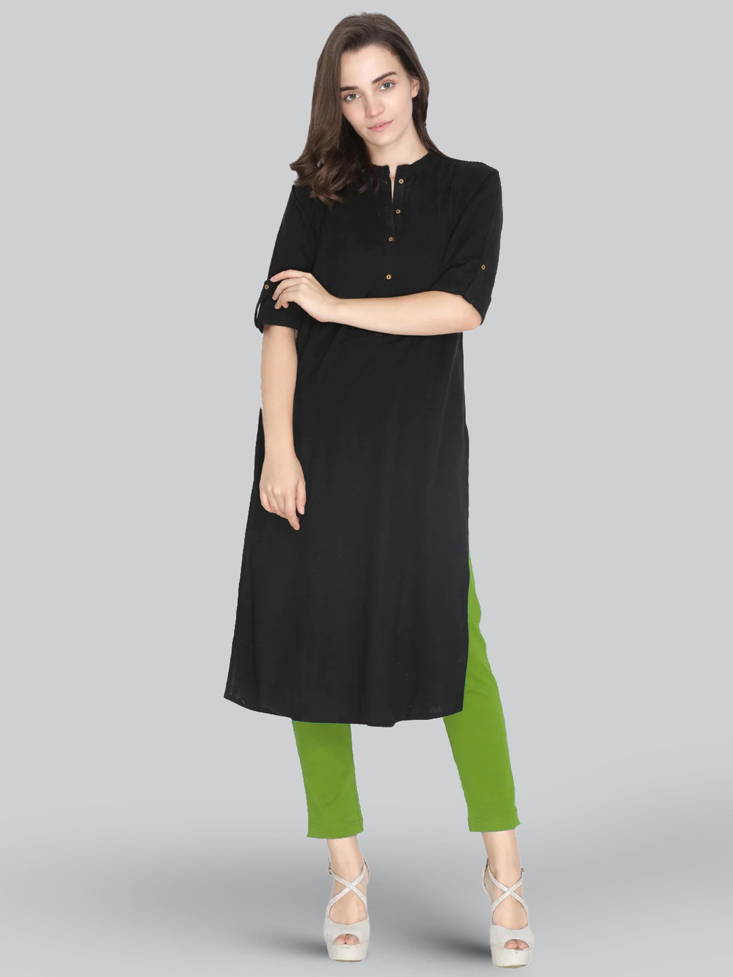 Lyra Lime Green Cotton Ankle Length Pants