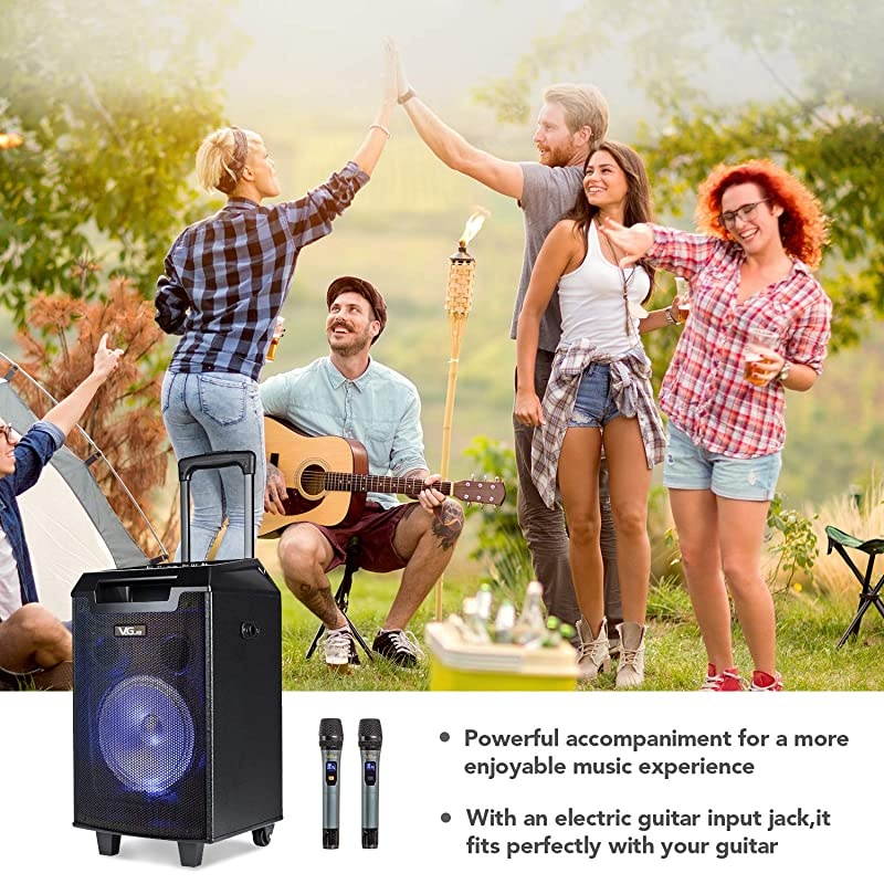 Wireless Karaoke Machine, Portable PA System Bluetooth Speaker with 8'' Subwoofer, Wireless Singing Machine for Home Karaoke, Party, Meeting, Outdoor/Indoor Activities