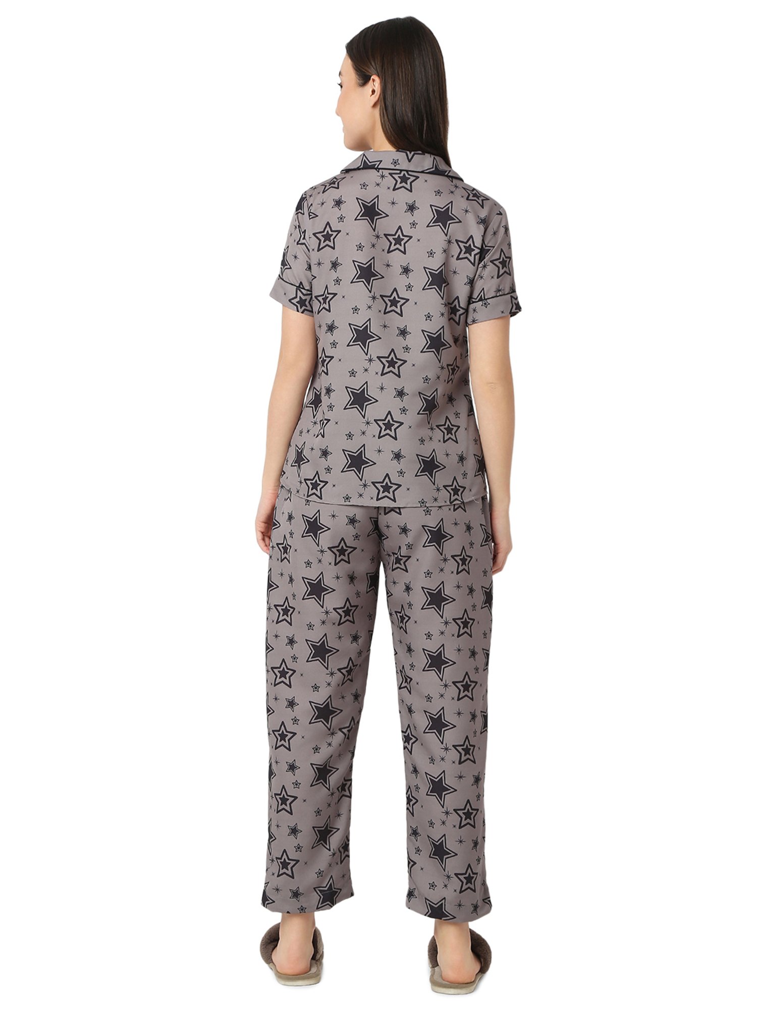 Smarty Pants Carcoal Printed Shirt With Lounge Pants
