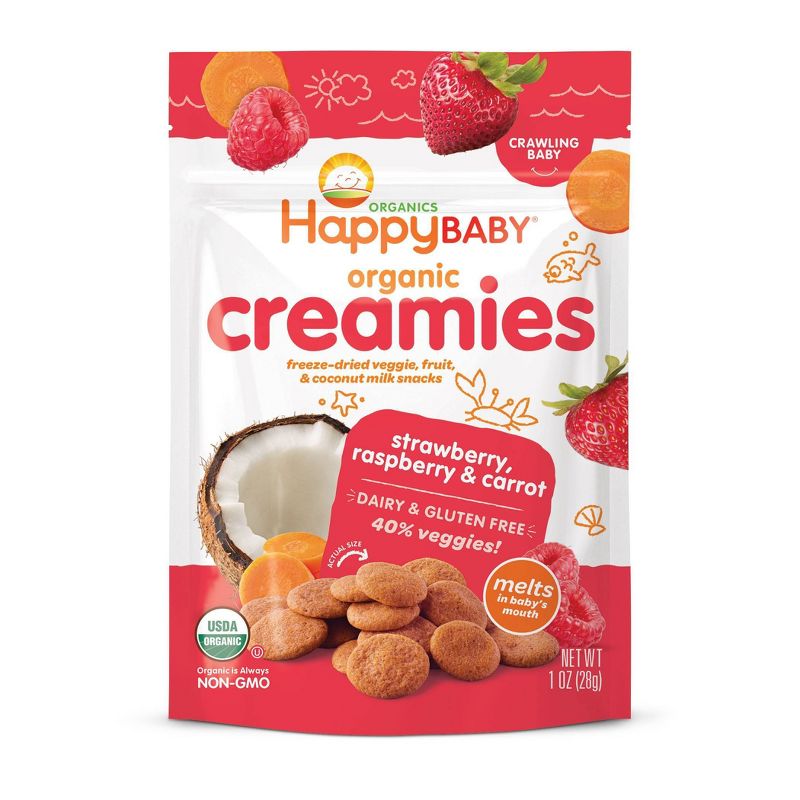 Happy Creamies Strawberry Raspberry & Carrot Freeze-Dried Snacks - 1oz