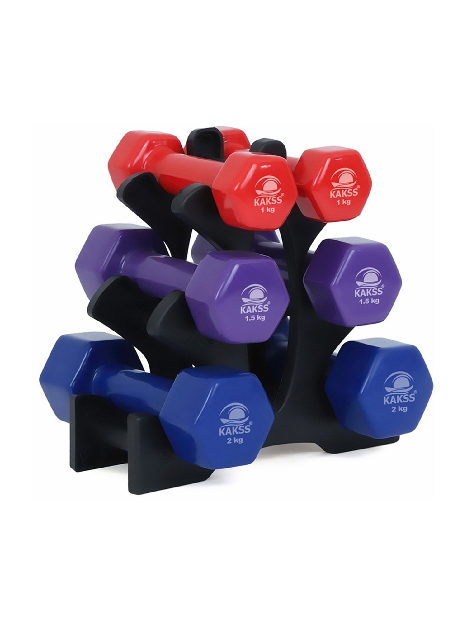 KAKSS Cast Iron Vinyl Coated Dumbbells (Multicolor) Size - 12KG