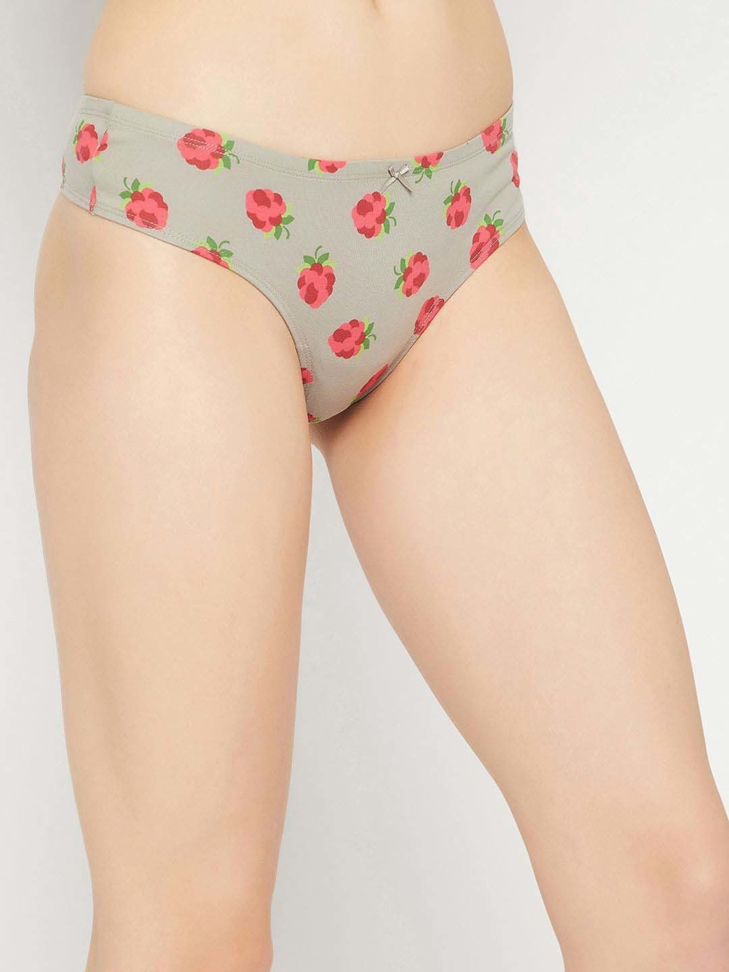 Clovia Purple & Grey Cotton Printed Hipster Panty - Pack Of 3