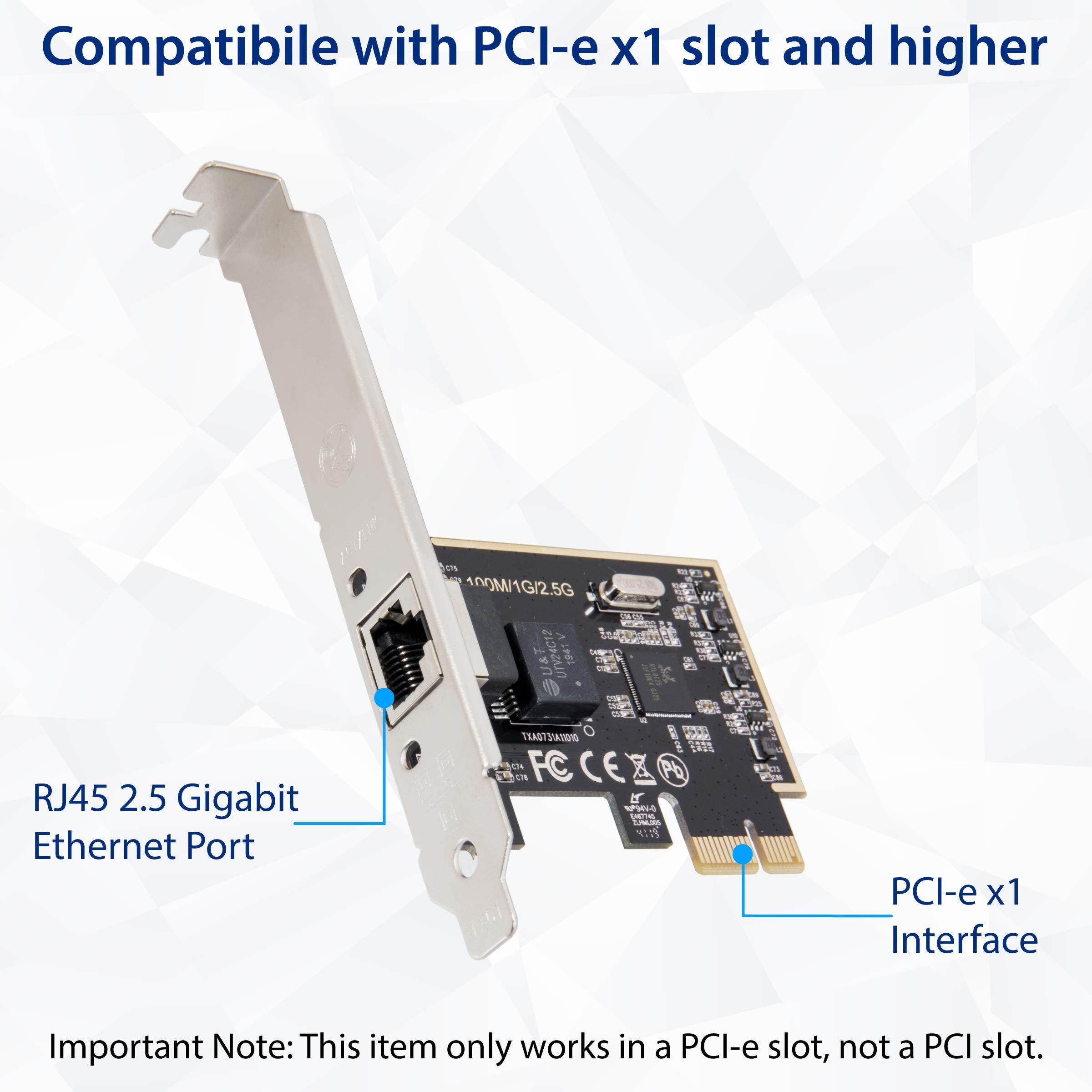 IO CREST 2.5 Gigabit Ethernet PCI Express PCI-E Network Controller Card 10/100/1000/25000 Mbps RJ45 LAN Adapter Converter for Desktop PC (SI-PEX24059)