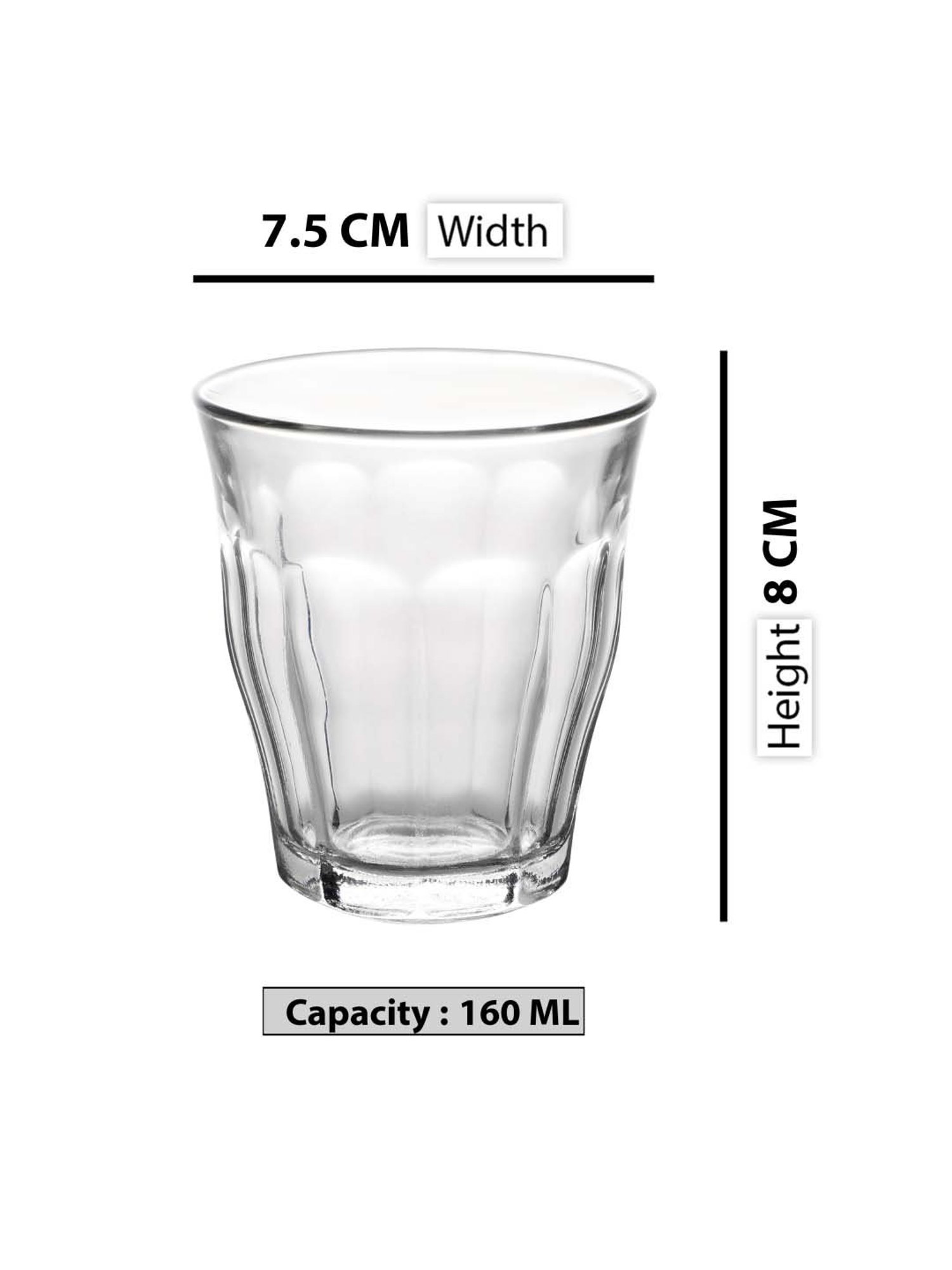 Duralex 'Picardie' Transparent Glass 21 cm Tumbler (0.16 L) - Set of 6