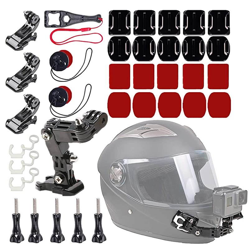 37in1 Motorcycle Helmet Chin Mount Kits for GoPro Hero 9 8 7 Black Silver White 6 5 4 Osmo and Other Action Camera with Extra Camera Tethers Mount Bases and Adhesive Pads