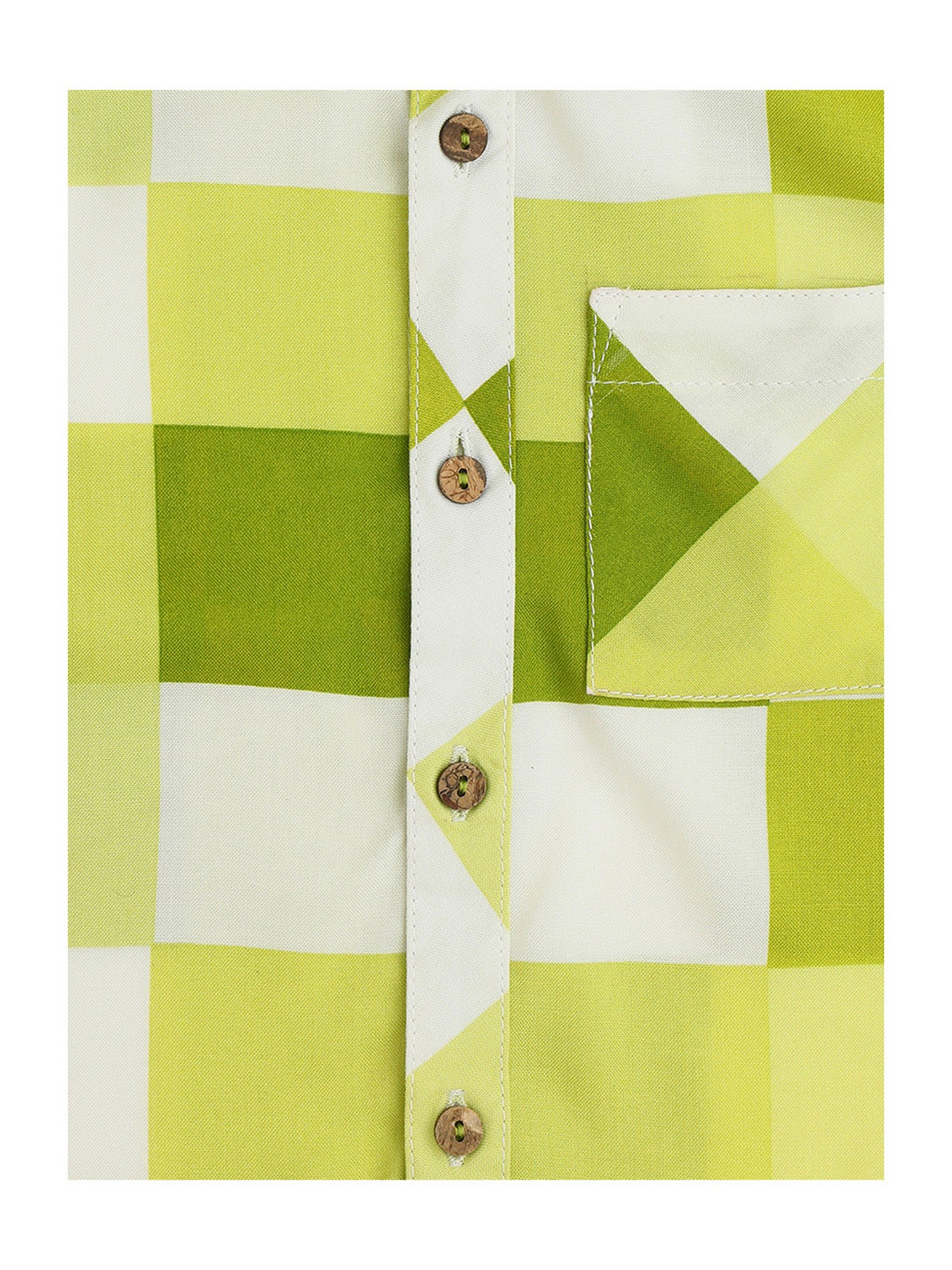 Lil Drama Kids Green & White Checks Shirt