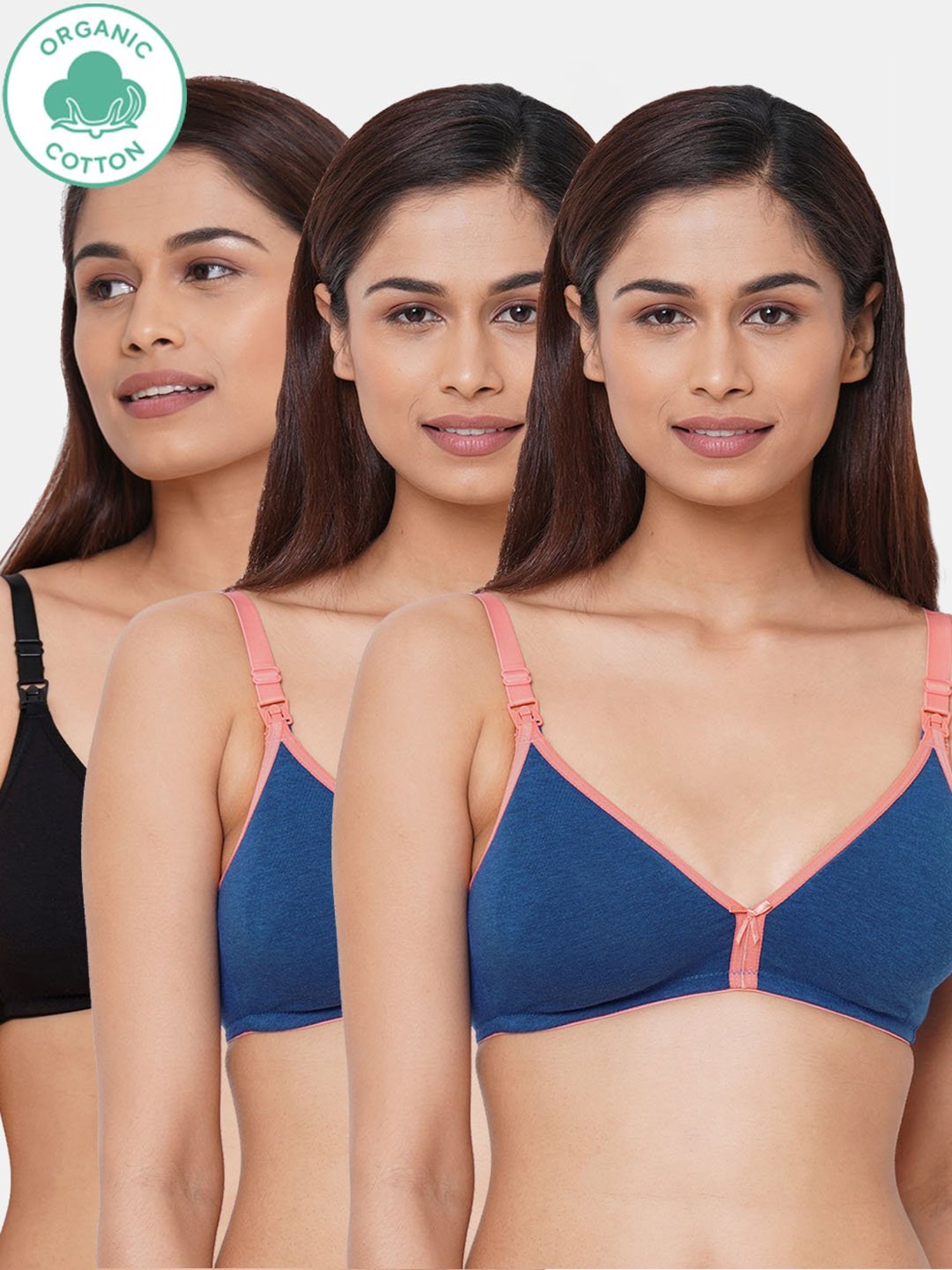 Inner Sense Multicolored Non Wired Non Padded Nursing Bra (Pack Of 3)