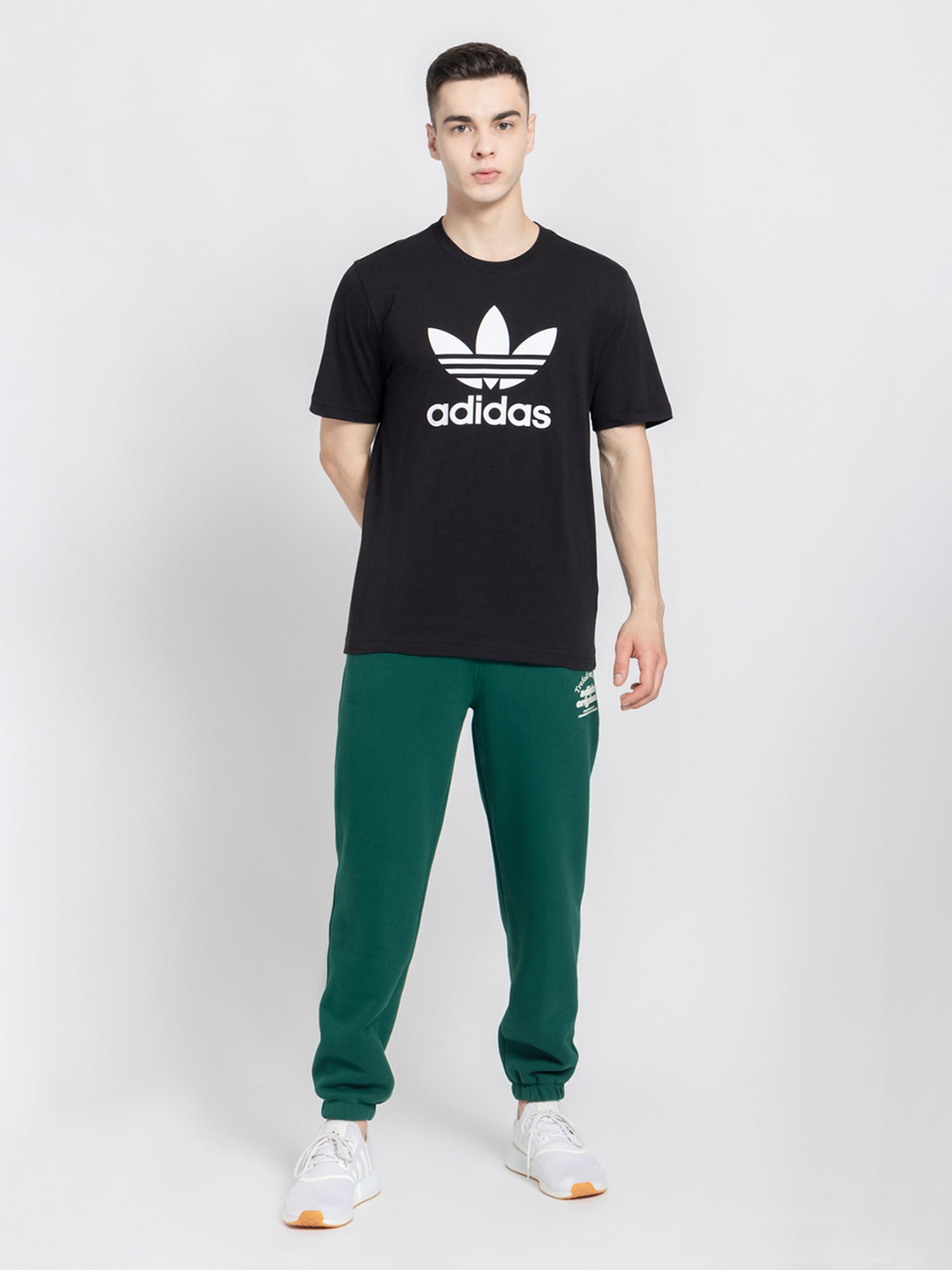 Adidas Originals Black Regular Fit Cotton Trefoil Logo T-Shirt