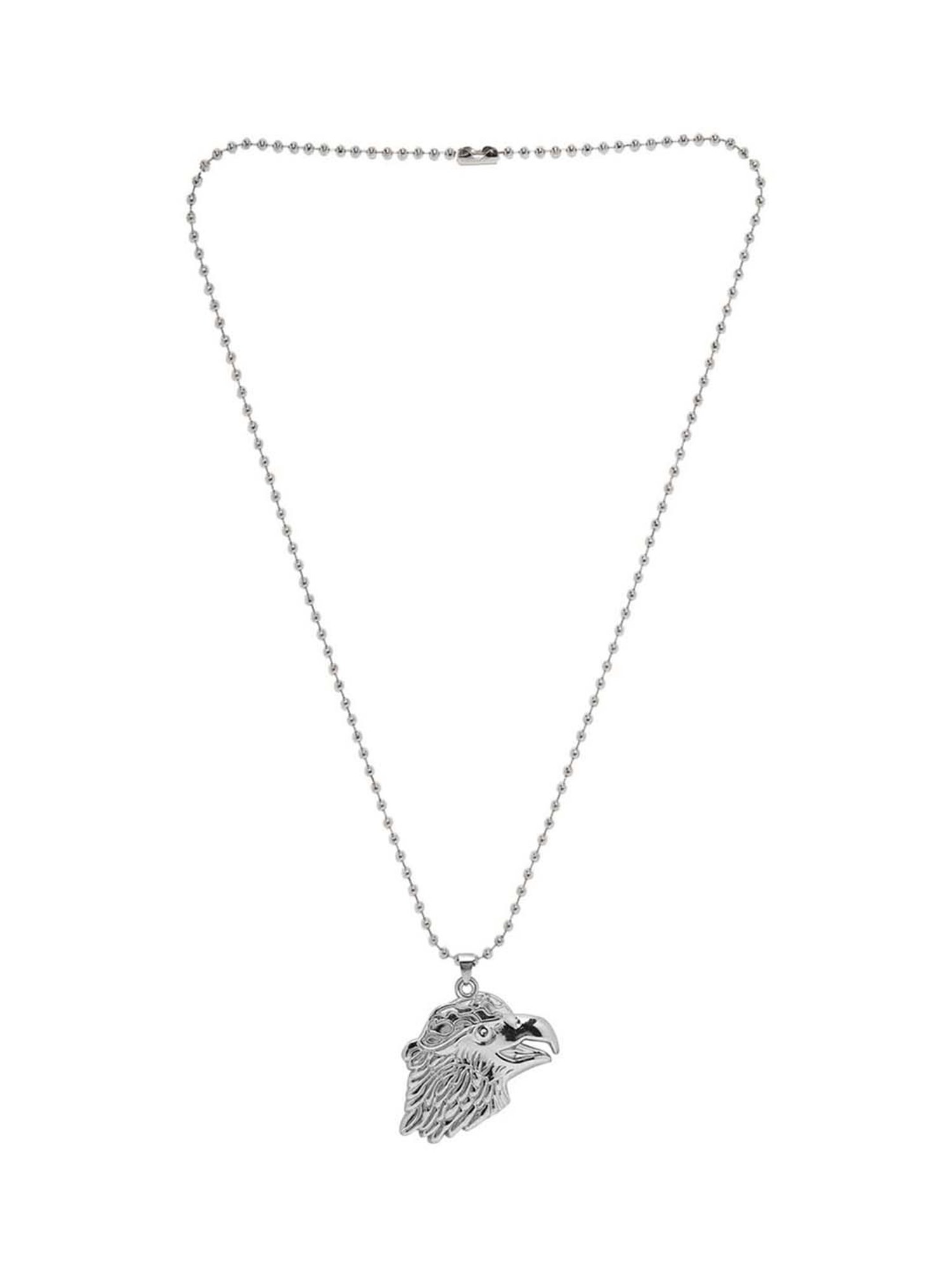 Bold by Priyaasi Majestic Eagle Face with Exquisite Silver-Plated Men's Chain