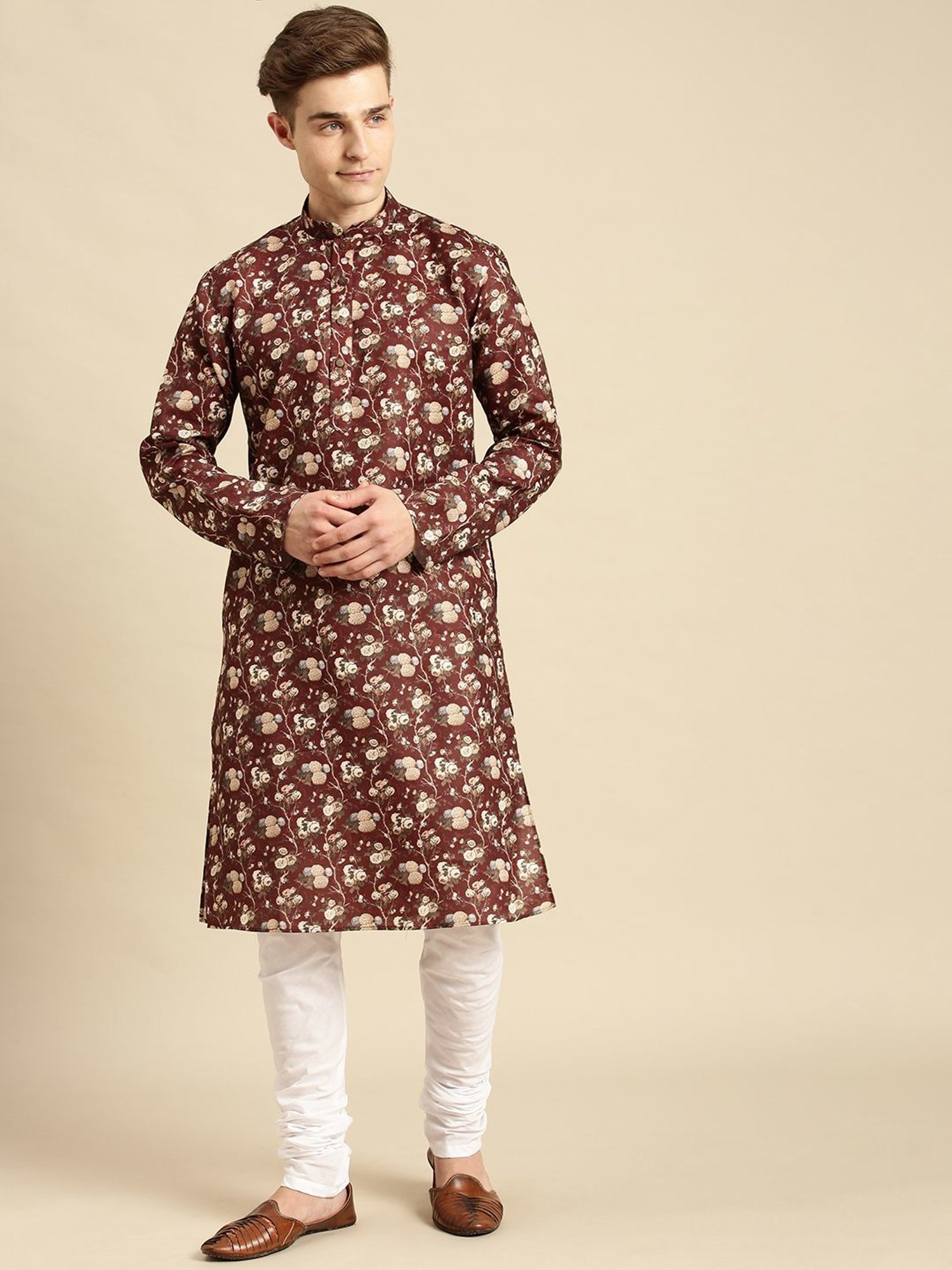 Sanwara Red Cotton Regular Fit Printed Kurta Bottom Set