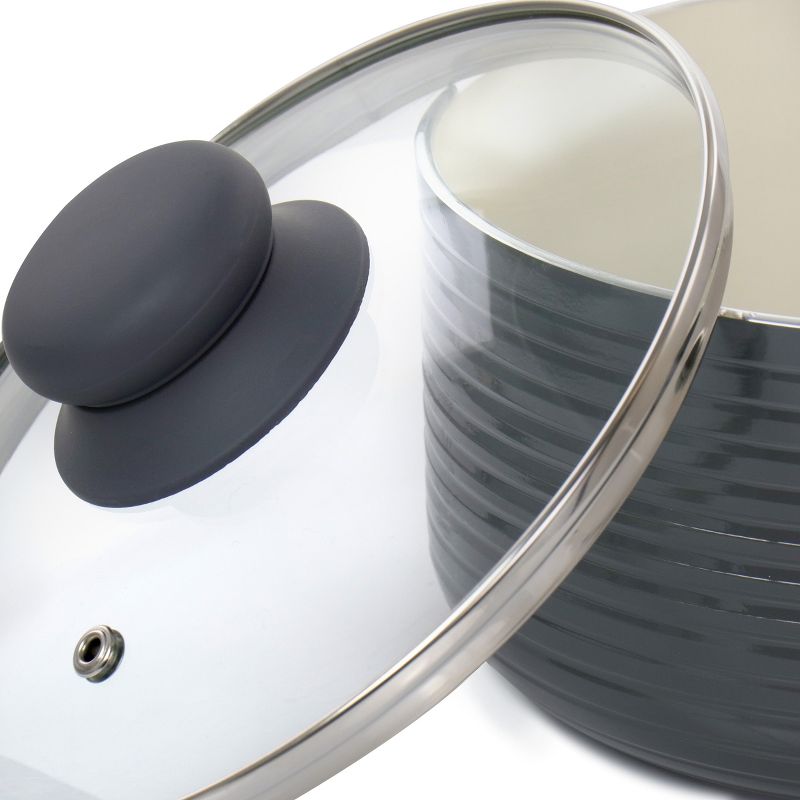 Oster 2.5 Quart Nonstick Aluminum Saucepan with Lid in Gray