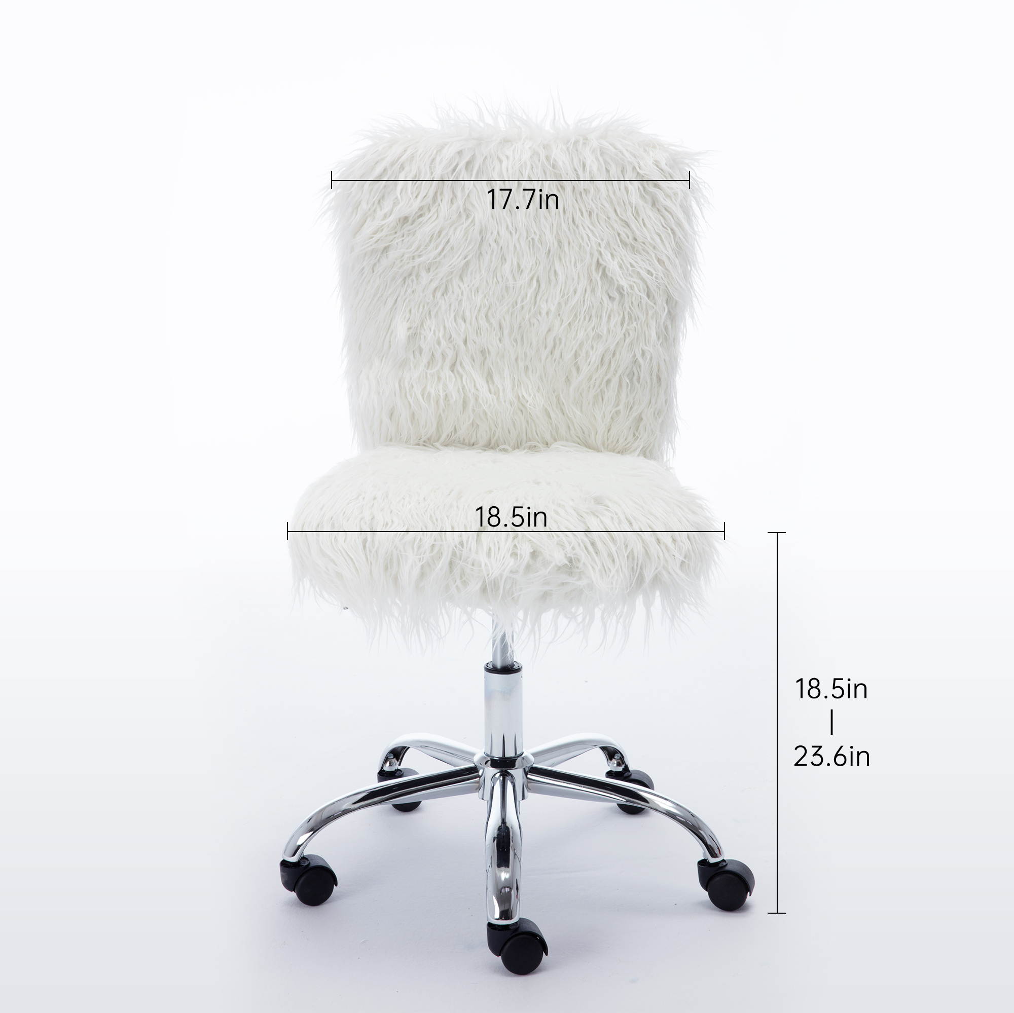 Faux Fur Flokati Armless Office Chair, White