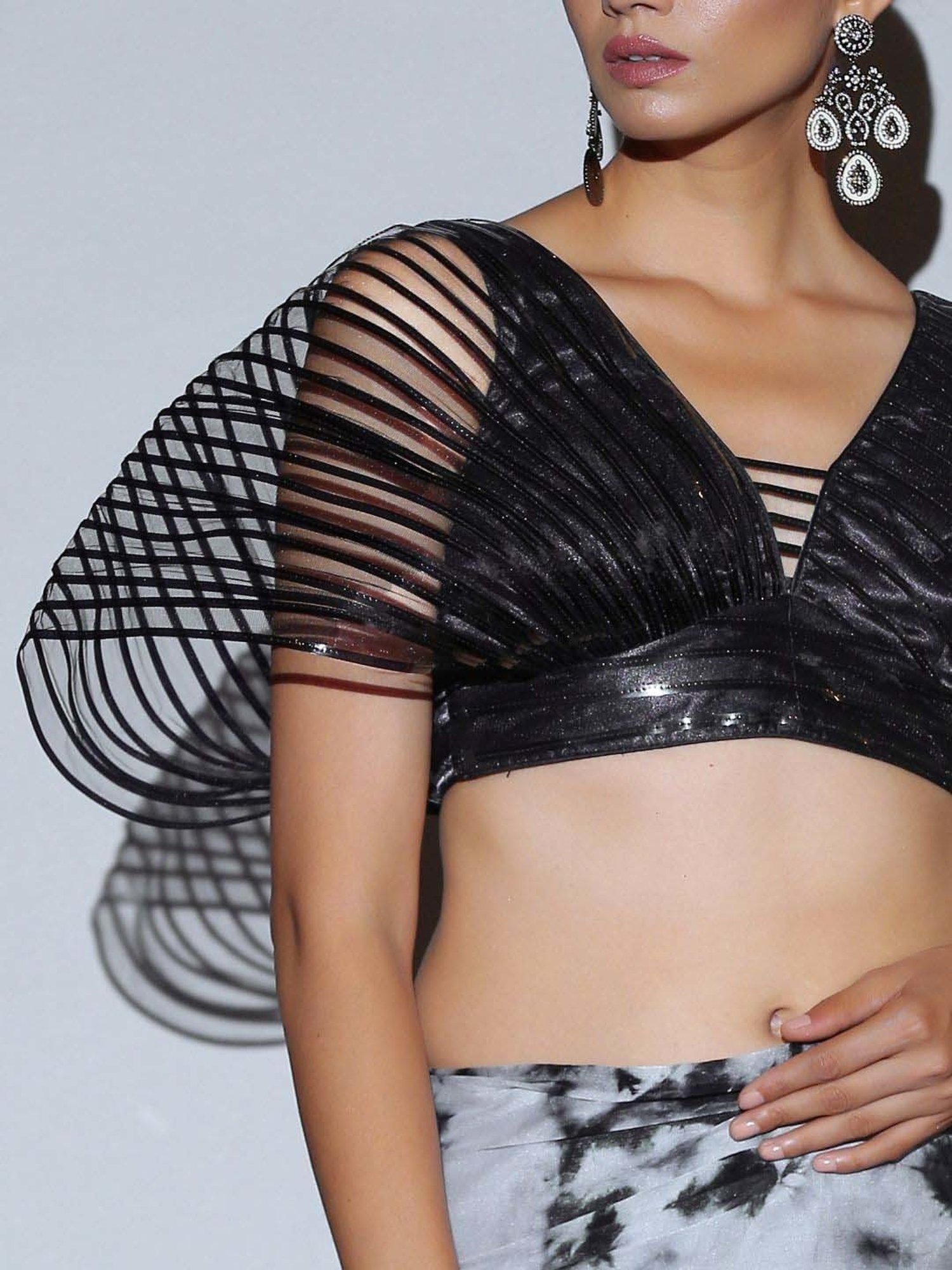 Swtantra Black Striped Readymade Blouse