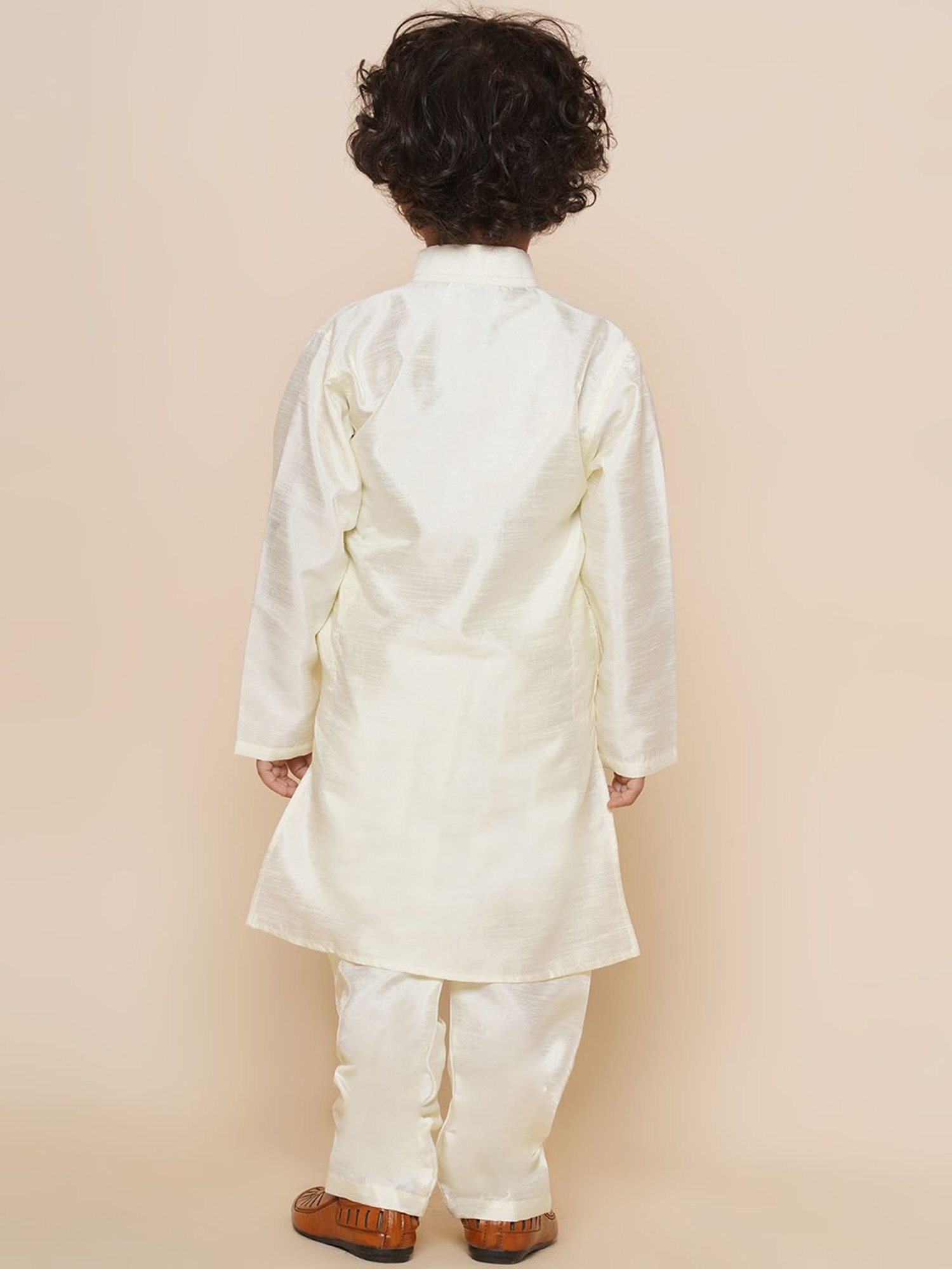 AJ Dezines Kids Light Yellow Solid Full Sleeves Kurta with Pyjamas