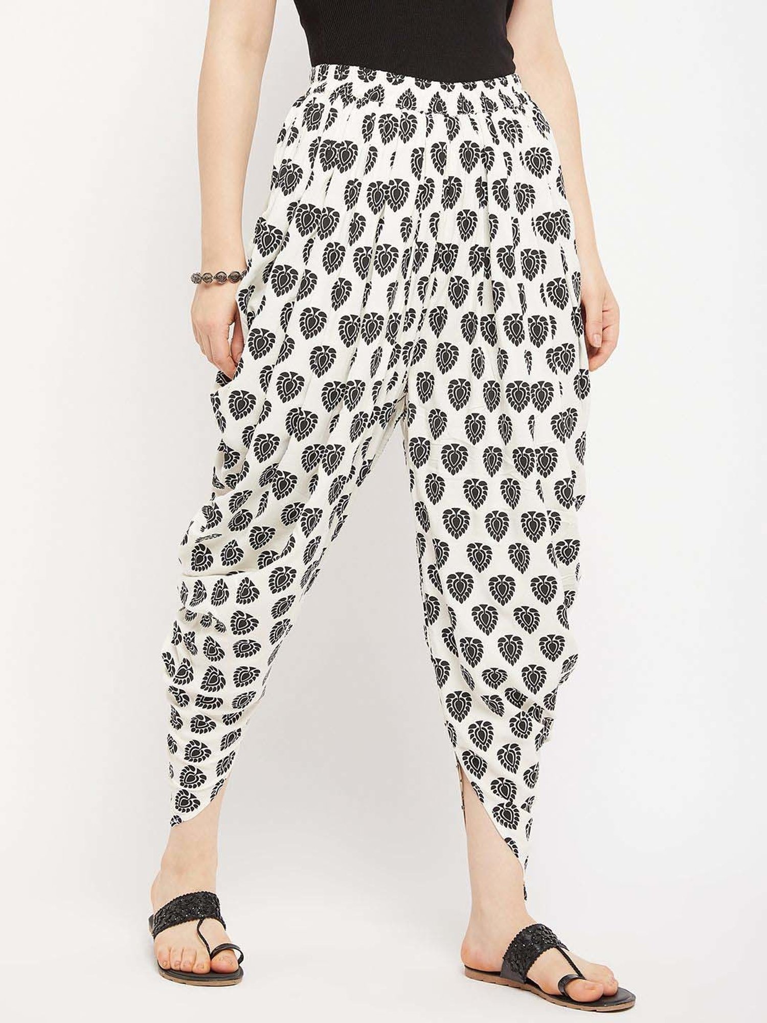 Castle Off-White Printed Dhoti Pants