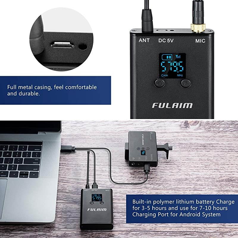 MX11 Wireless Lavalier Microphone System for iPhone DSLR Camera Android Cell Phones UHF 20Channel Wireless Lapel Microphone System for Professional Video Recording Interview and Vlog 1TX