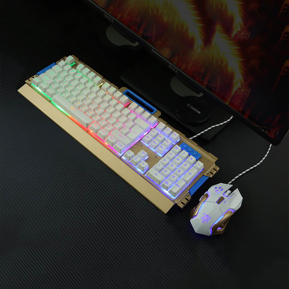 UrChoiceLtd&reg; 2017 New K-33 Wired LED Backlit Multimedia Ergonomic Usb Gaming Keyboard Metal Waterproof + Wired 1200DPI / 1600DPI / 2400DPI / 3200DPI Backlit Optical Usb Gaming Mouse Sets For Computer