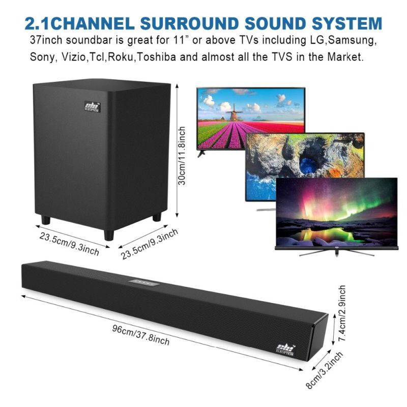 120W TV SoundBar 2.1 Wireless Bluetooth Speaker Home Theater System Sound Bar 3D Surround Remote Control With Wall Mount