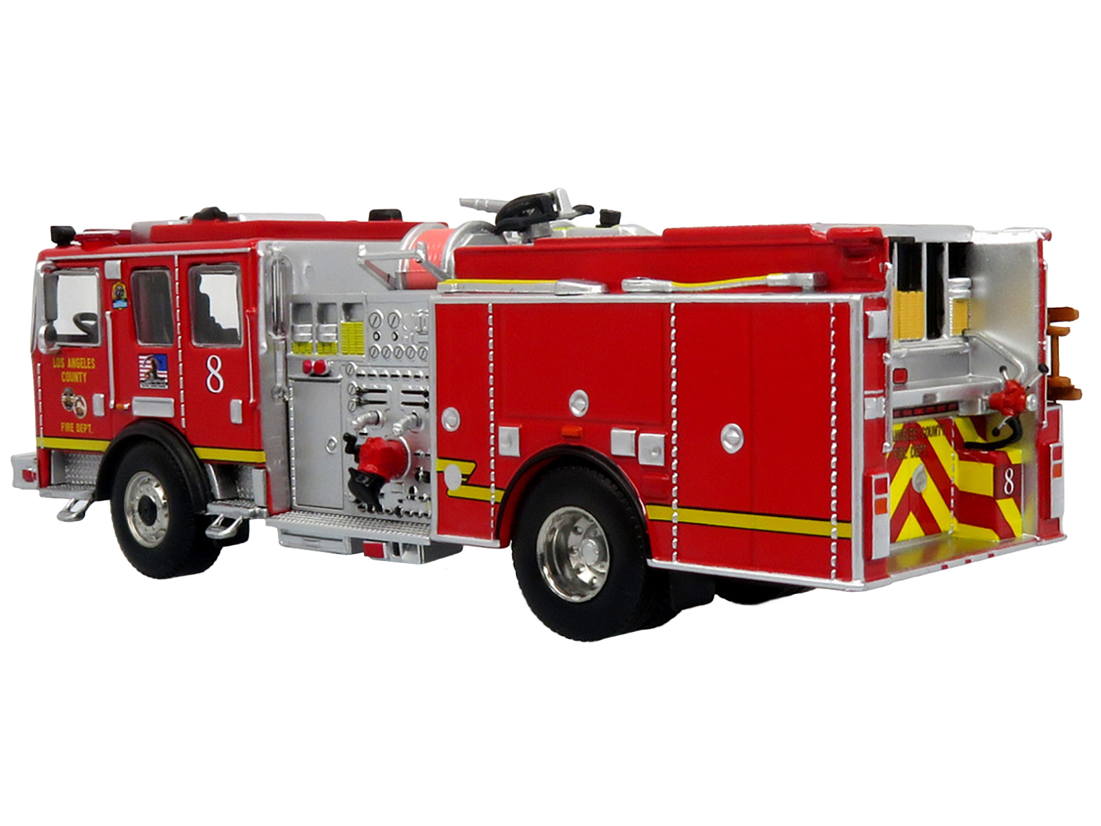 1973 Ward LaFrance Fire Engine "Los Angeles County Fire Department Engine 51" Red "5 Alarm" Series Limited Edition 1/87 (HO) Diecast Model by Iconic Replicas