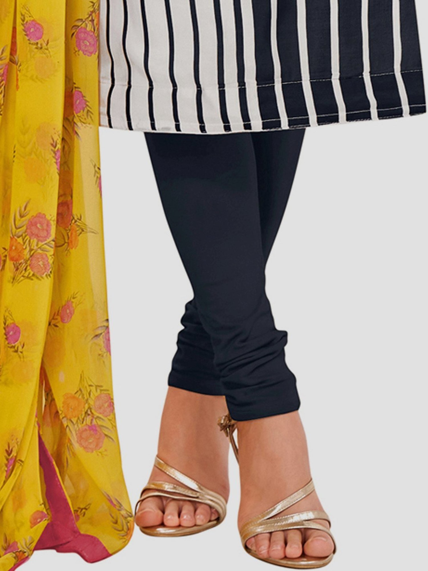 Saree Mall Black Striped Unstitched Dress Material With Dupatta