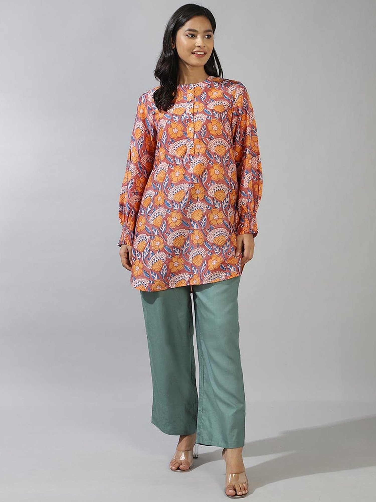 Fabindia Orange Printed Tunic