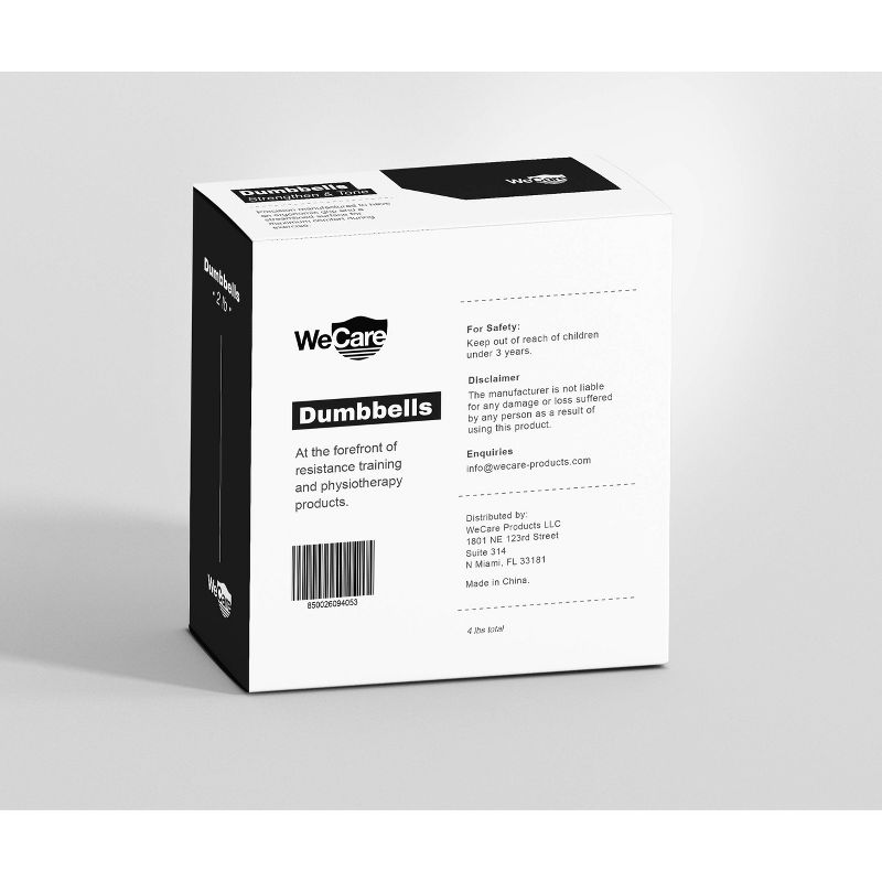WECARE Neoprene Dumbells 2pc - Black 2lbs