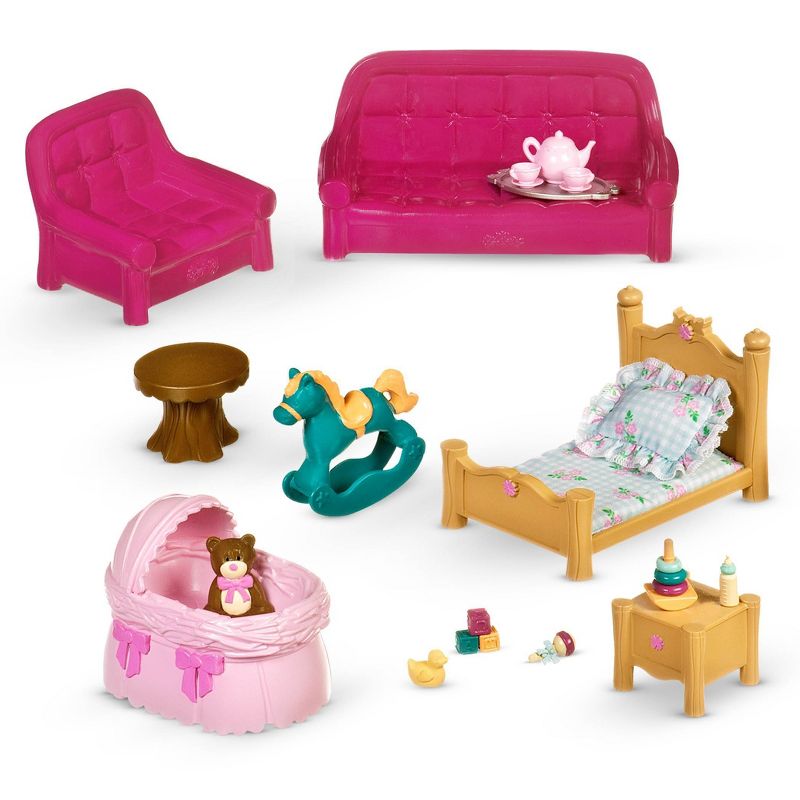 Li'l Woodzeez Miniature Furniture Playset 23pc - Living Room & Nursery Set