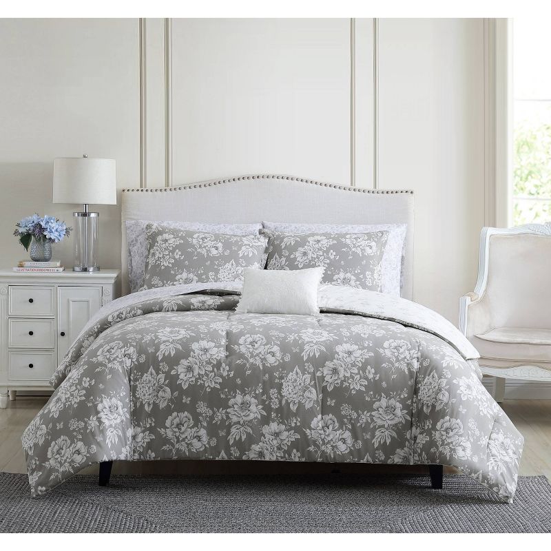 Full/Queen Katherine Comforter/Sham Set Gray - Stone Cottage