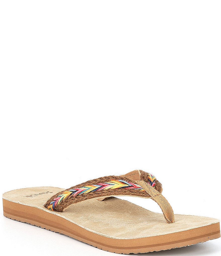 Sanuk Women's Fraidy Hemp Rainbow Flip Flops