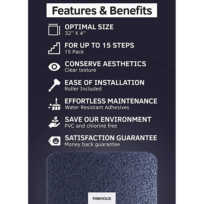 Non-Slip Stair Treads Tape (15-Pack) - Clear Anti-Slip Indoor Strips