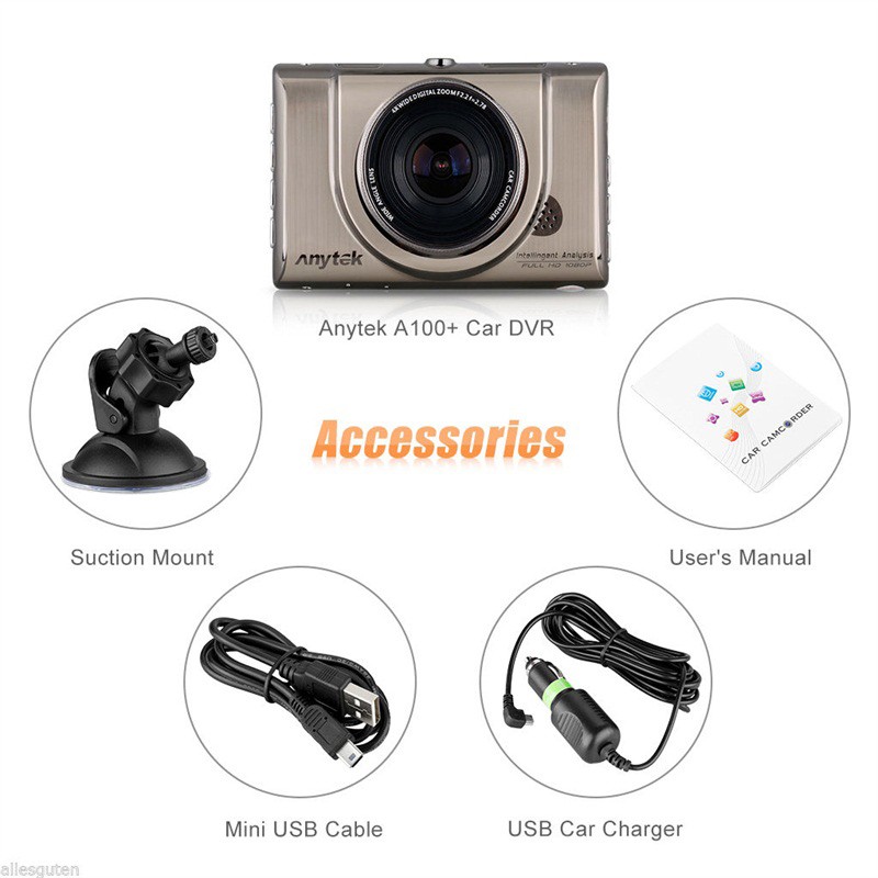 Anytek A100+ Car DVR Full HD Novatek 96650 Car Camera Recorder 170Degree 6G Lens Supper Night Vision